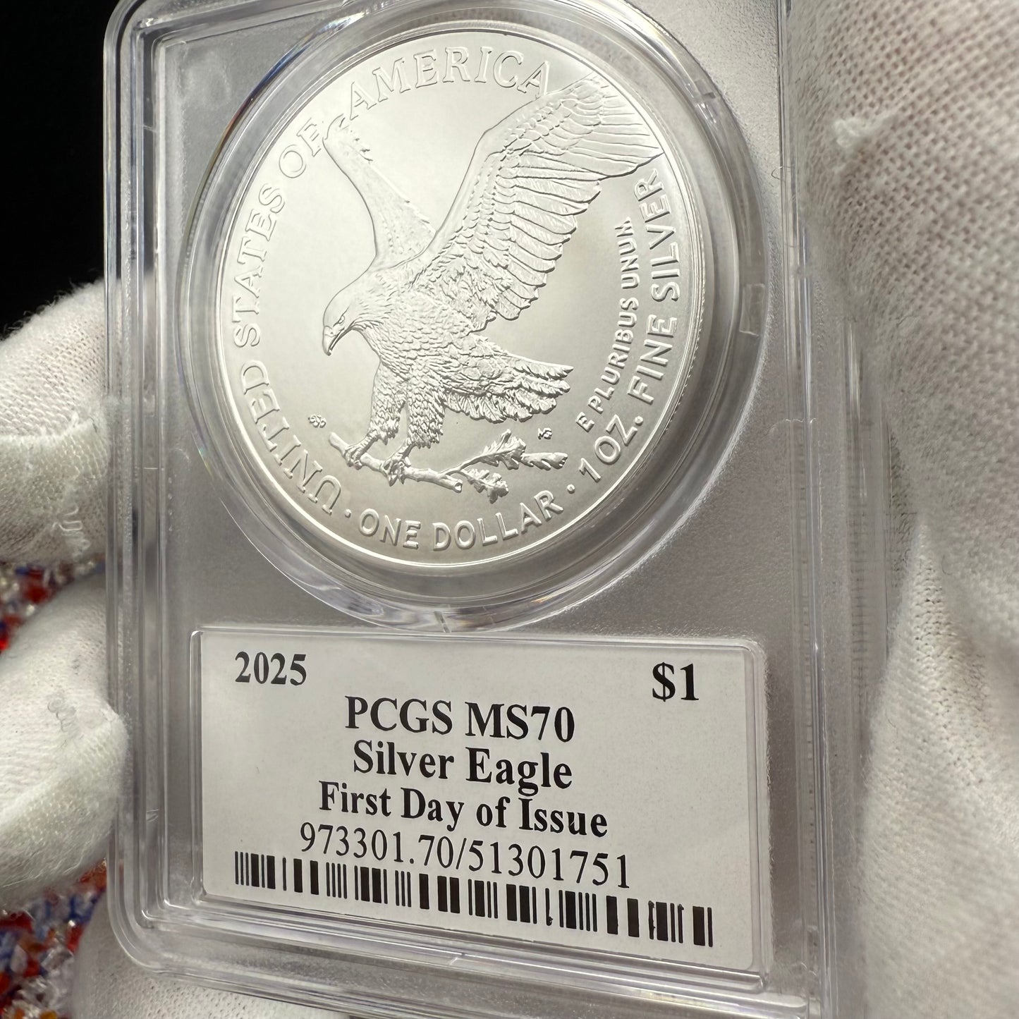 2025 $1 American Silver Eagle PCGS MS70 FDOI Thomas Cleveland Signed Rare Flag Label 1 of 100 Mint