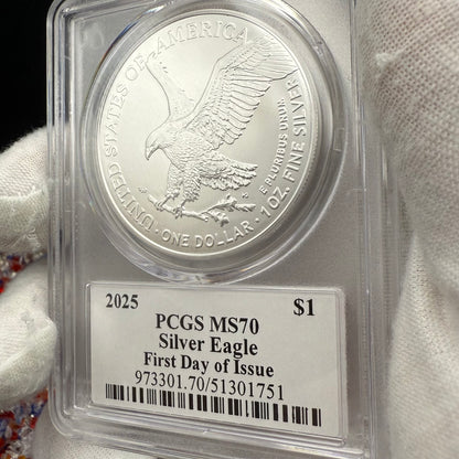 2025 $1 American Silver Eagle PCGS MS70 FDOI Thomas Cleveland Signed Rare Flag Label 1 of 100 Mint
