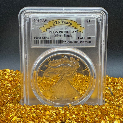 Proof 2017 (W) $1 American Silver Eagle PCGS PR70DCAM West Point 225th Anniversary (Rare 1 of 1000)
