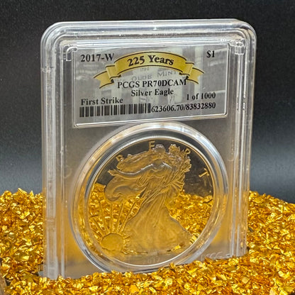 Proof 2017 (W) $1 American Silver Eagle PCGS PR70DCAM West Point 225th Anniversary (Rare 1 of 1000)