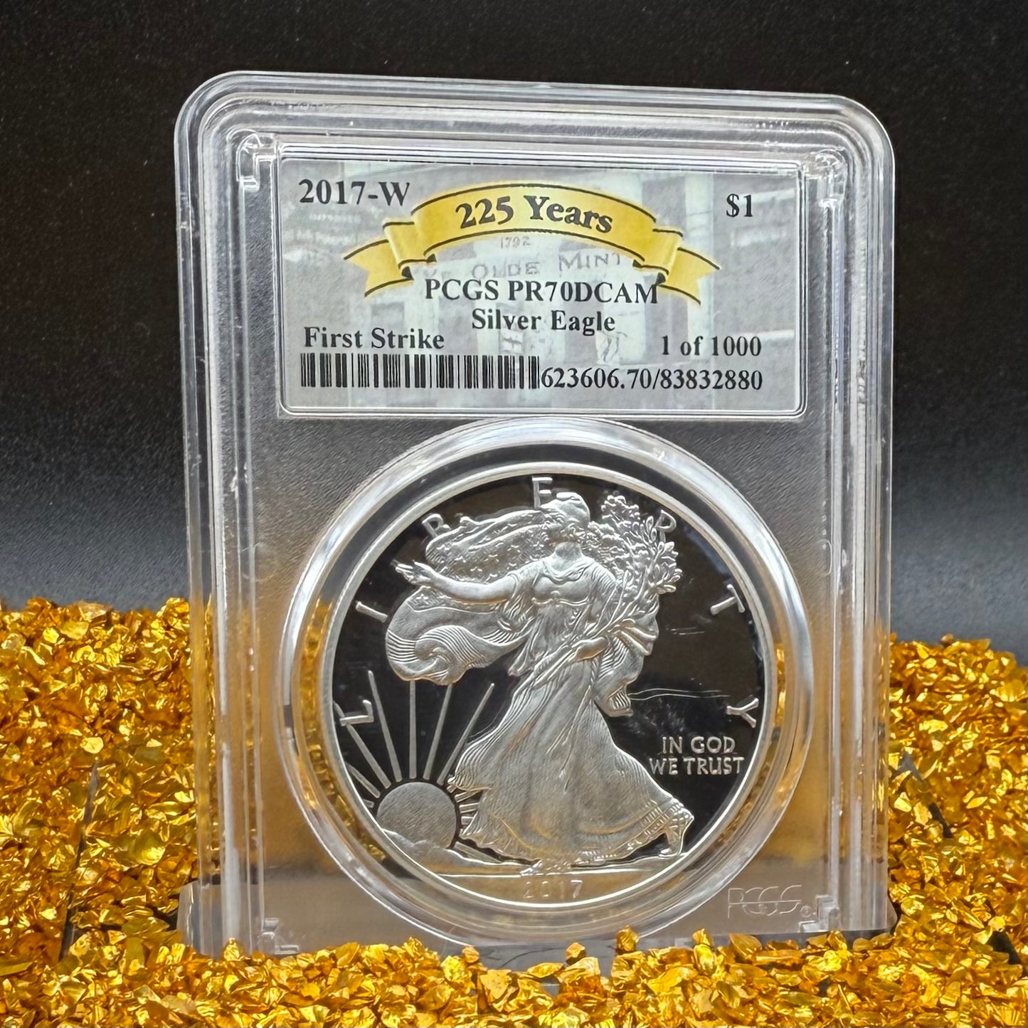 Proof 2017 (W) $1 American Silver Eagle PCGS PR70DCAM West Point 225th Anniversary (Rare 1 of 1000)