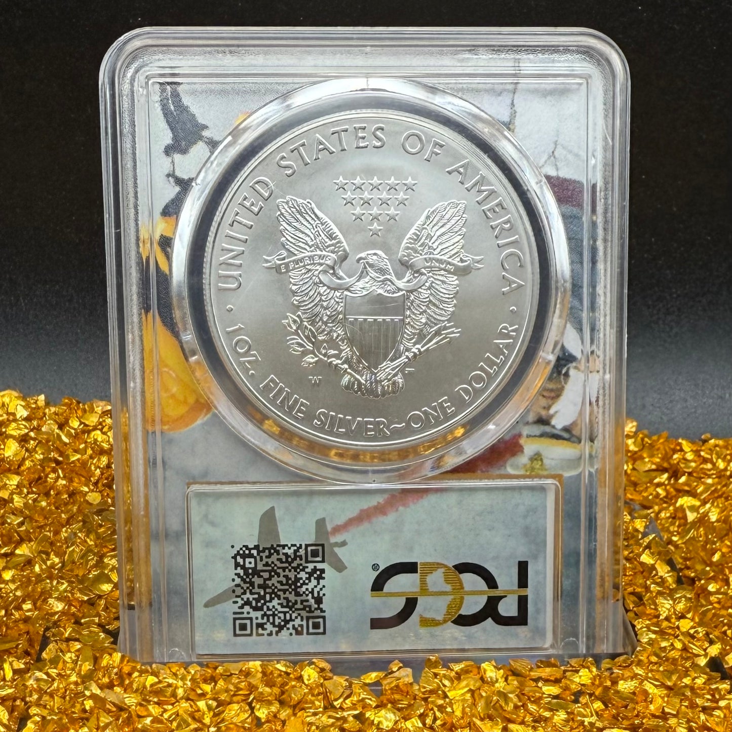 2013 Burnished $1 American Silver Eagle PCGS SP70 West Point Fighter Jet Label 1 of 22 Mint