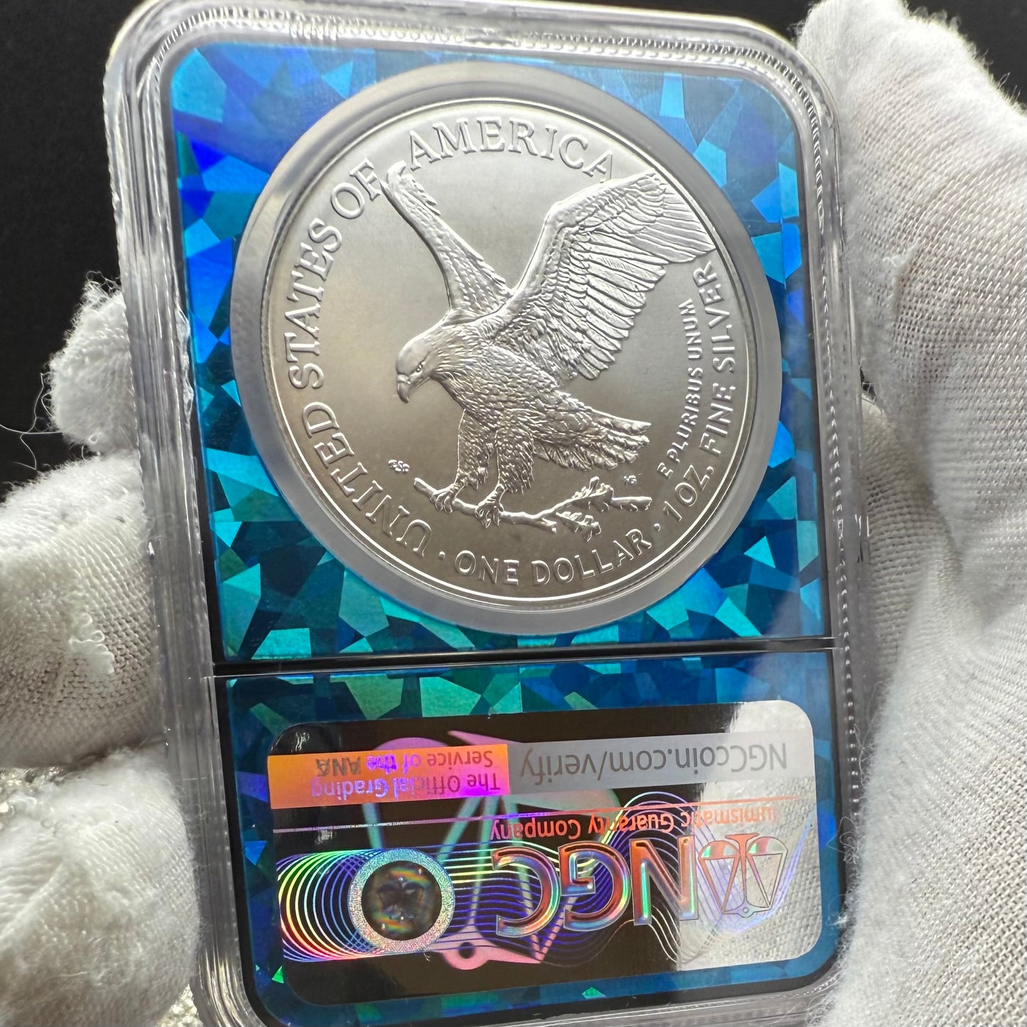 2025 $1 American Silver Eagle NGC MS70 Early Releases Blue Prism Holder Mint Condition