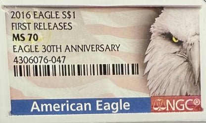 2016 $1 American Silver Eagle NGC MS70 First Releases Mint Condition