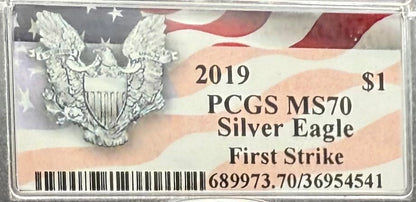 2019 $1 American Silver Eagle PCGS MS70 First Strike