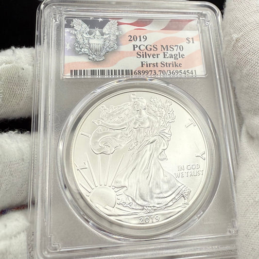 2019 $1 American Silver Eagle PCGS MS70 First Strike