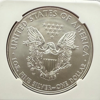 2008 Burnished $1 American Silver Eagle NGC MS70 Thomas Uram Signed Label 1 of 161 Mint