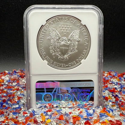 2008 Burnished $1 American Silver Eagle NGC MS70 Thomas Uram Signed Label 1 of 161 Mint