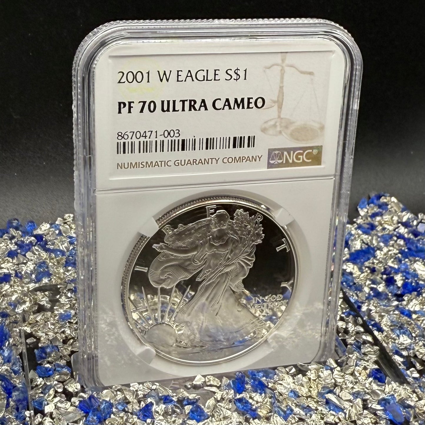 Proof 2001 (W) $1 American Silver Eagle NGC PF70UC Modern Brown Label (1 of 6,885)