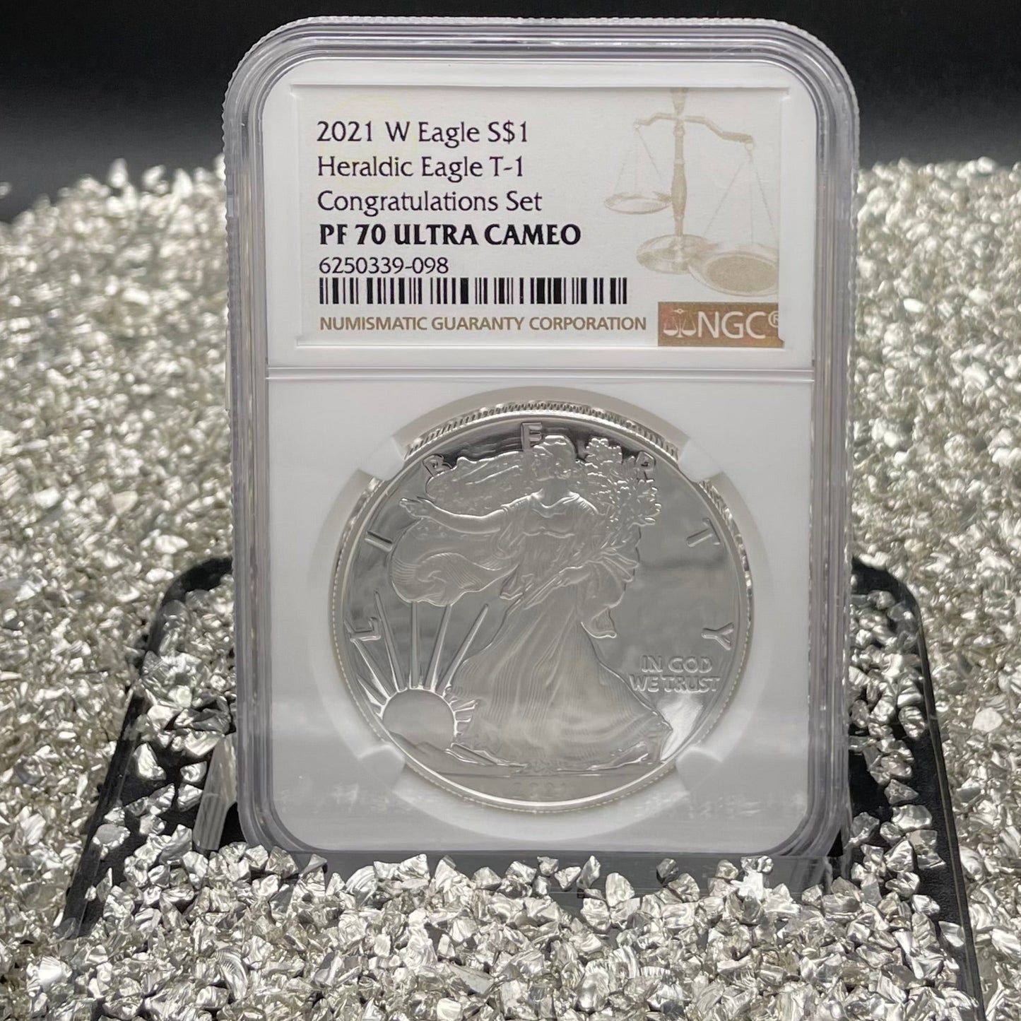 Proof 2021 (W) $1 American Silver Eagle NGC PF70 Type 1 Congratulations Set Modern Brown Label Mint Condition (Rare 1 of 984)