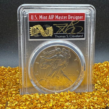 2007 Burnished $1 American Silver Eagle PCGS SP70 Thomas Cleveland Signed Rare Arrows Label 1 of 8 Mint