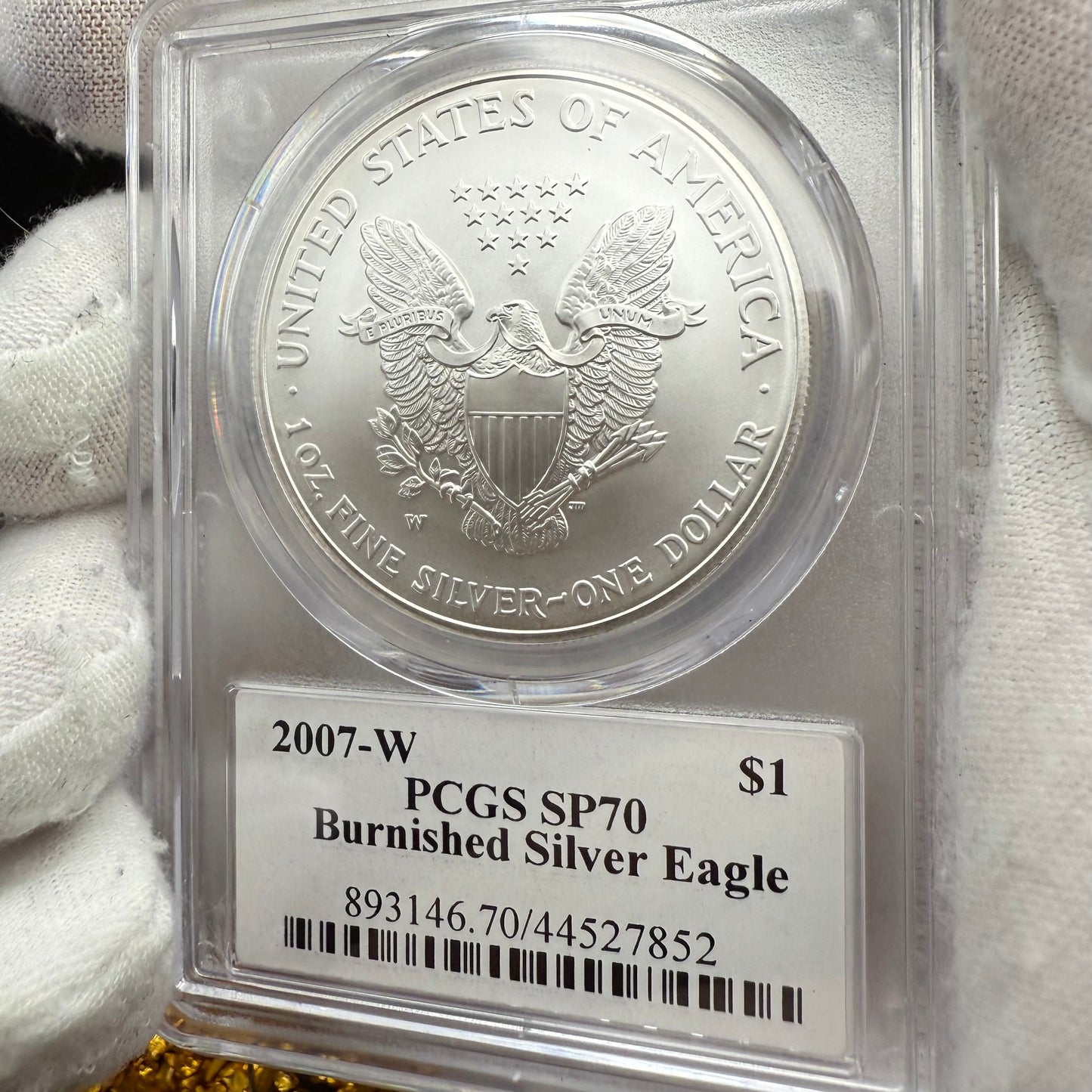 2007 Burnished $1 American Silver Eagle PCGS SP70 Thomas Cleveland Signed Rare Arrows Label 1 of 8 Mint