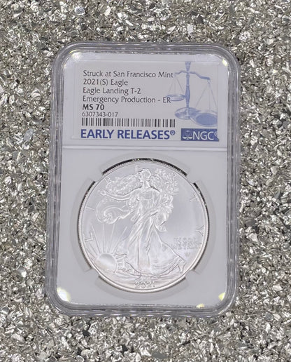 2021 (S) $1 American Silver Eagle NGC MS70 ER Emergency Issue Blue Label Mint Condition (Rare 1 of 2,201)