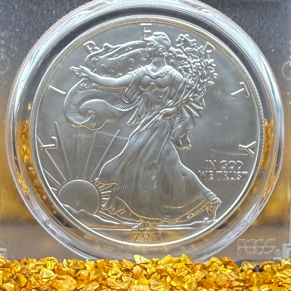 2011 San Francisco $1 American Silver Eagle PCGS MS70 Gold Foil Label