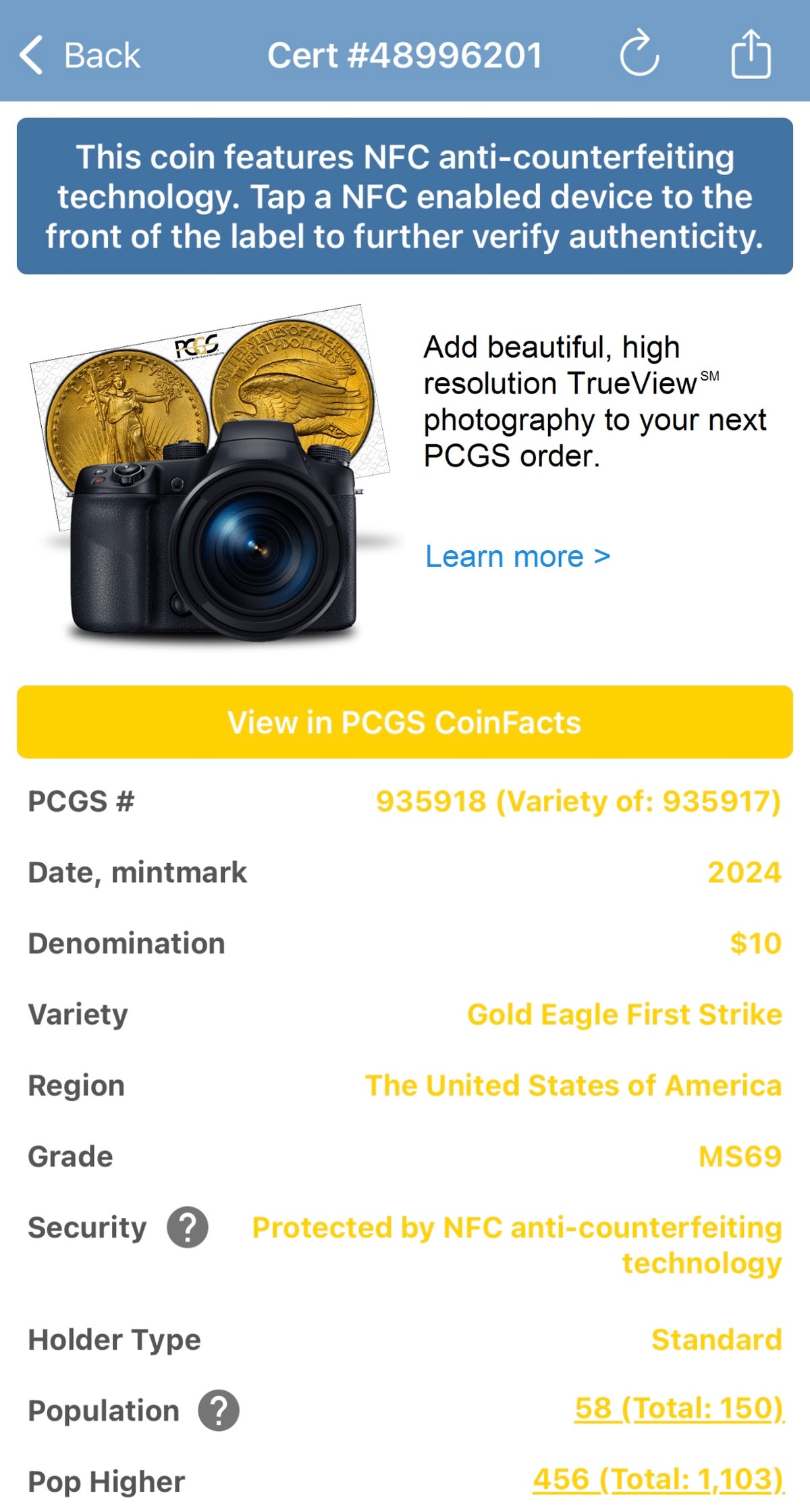 2024 $10 American Gold Eagle PCGS MS69 First Strike Flag Label (Rare 1 of 58)