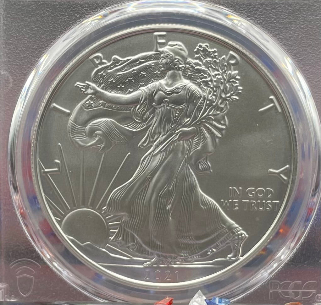 2021 (S) $1 American Silver Eagle PCGS MS70 FDOI Type 1 Reagan Legacy Series Signed Label (1 of 529)