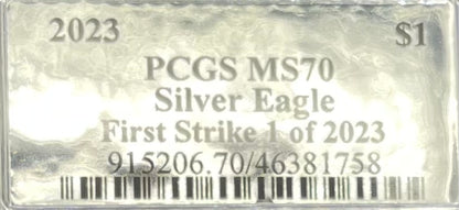2023 $1 American Silver Eagle PCGS MS70 First Strike Silver Foil Label (Rare 1 of 2023)