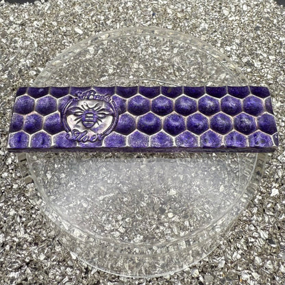 'Lavender Honey Bar' 3.54 oz .999 Fine Silver Bar, Hand Crafted by St Bee's in England, Lavender Purple Colorized Finish, Includes Wood Treasure Chest, COA, Mint Condition, Limited Edition
