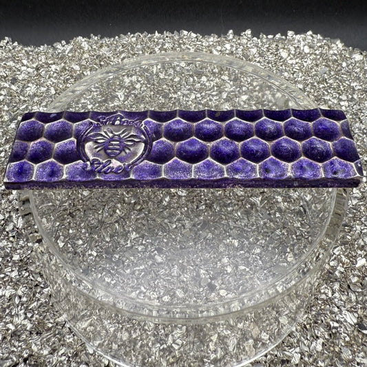 'Lavender Honey Bar' 3.54 oz .999 Fine Silver Bar, Hand Crafted by St Bee's in England, Lavender Purple Colorized Finish, Includes Wood Treasure Chest, COA, Mint Condition, Limited Edition