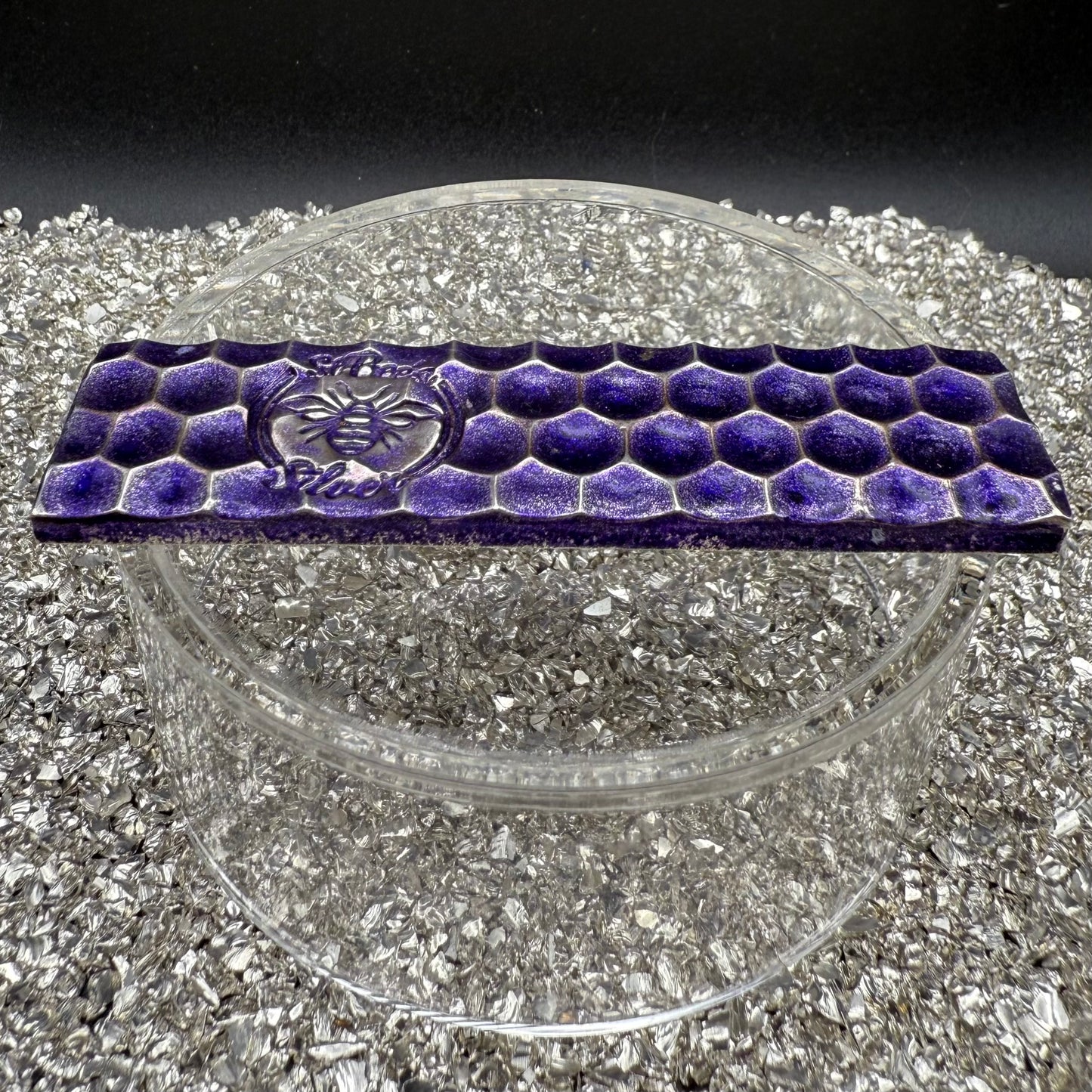 'Lavender Honey Bar' 3.54 oz .999 Fine Silver Bar, Hand Crafted by St Bee's in England, Lavender Purple Colorized Finish, Includes Wood Treasure Chest, COA, Mint Condition, Limited Edition