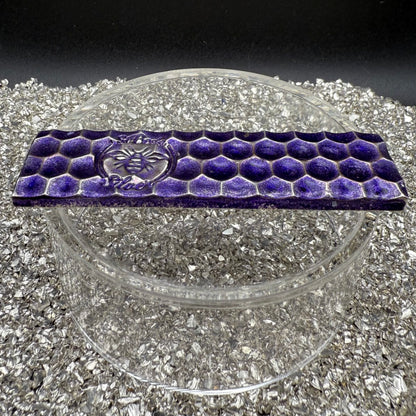 'Lavender Honey Bar' 3.54 oz .999 Fine Silver Bar, Hand Crafted by St Bee's in England, Lavender Purple Colorized Finish, Includes Wood Treasure Chest, COA, Mint Condition, Limited Edition