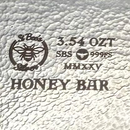 'Lavender Honey Bar' 3.54 oz .999 Fine Silver Bar, Hand Crafted by St Bee's in England, Lavender Purple Colorized Finish, Includes Wood Treasure Chest, COA, Mint Condition, Limited Edition