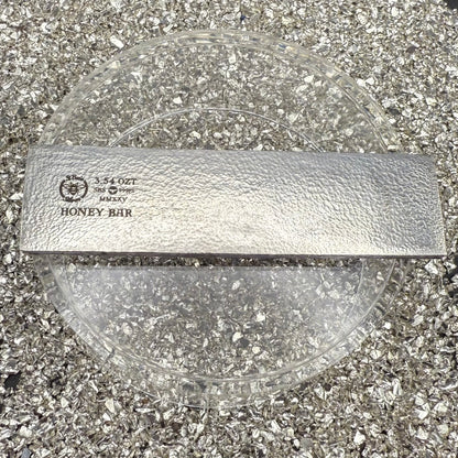 'Lavender Honey Bar' 3.54 oz .999 Fine Silver Bar, Hand Crafted by St Bee's in England, Lavender Purple Colorized Finish, Includes Wood Treasure Chest, COA, Mint Condition, Limited Edition