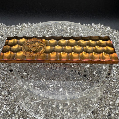 'Gold Toned Honey Bar' 3.95 oz .999 Fine Silver Bar, Hand Crafted by St Bee's in England, Gold Toned Finish, Includes Wood Treasure Chest, COA, Mint Condition, Limited Edition