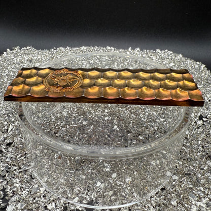 'Gold Toned Honey Bar' 3.95 oz .999 Fine Silver Bar, Hand Crafted by St Bee's in England, Gold Toned Finish, Includes Wood Treasure Chest, COA, Mint Condition, Limited Edition
