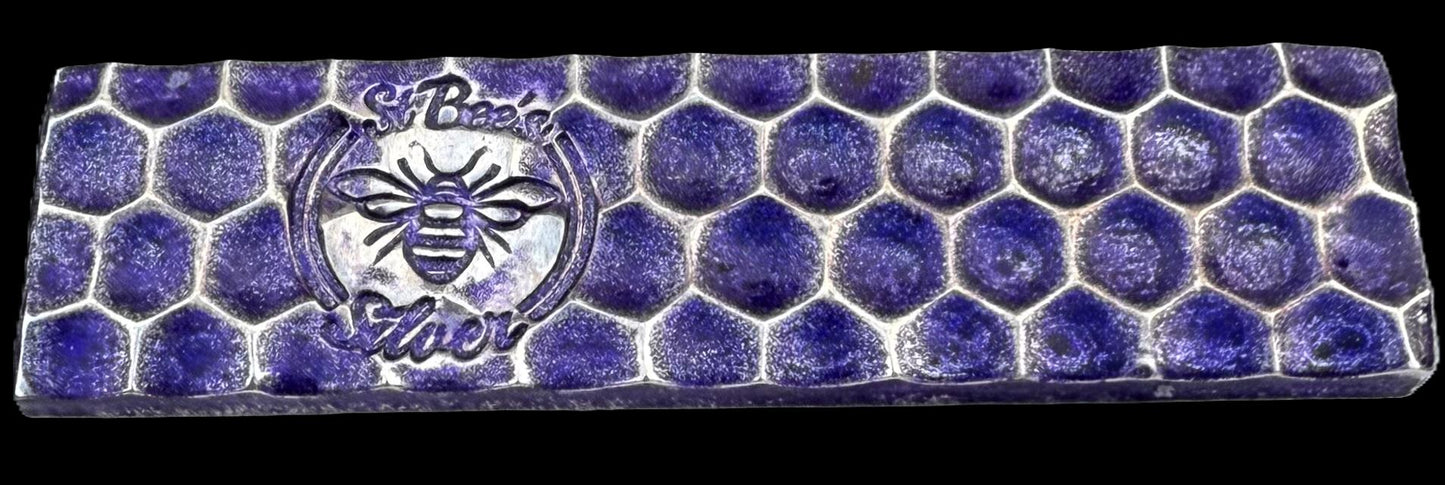 'Lavender Honey Bar' 3.54 oz .999 Fine Silver Bar, Hand Crafted by St Bee's in England, Lavender Purple Colorized Finish, Includes Wood Treasure Chest, COA, Mint Condition, Limited Edition