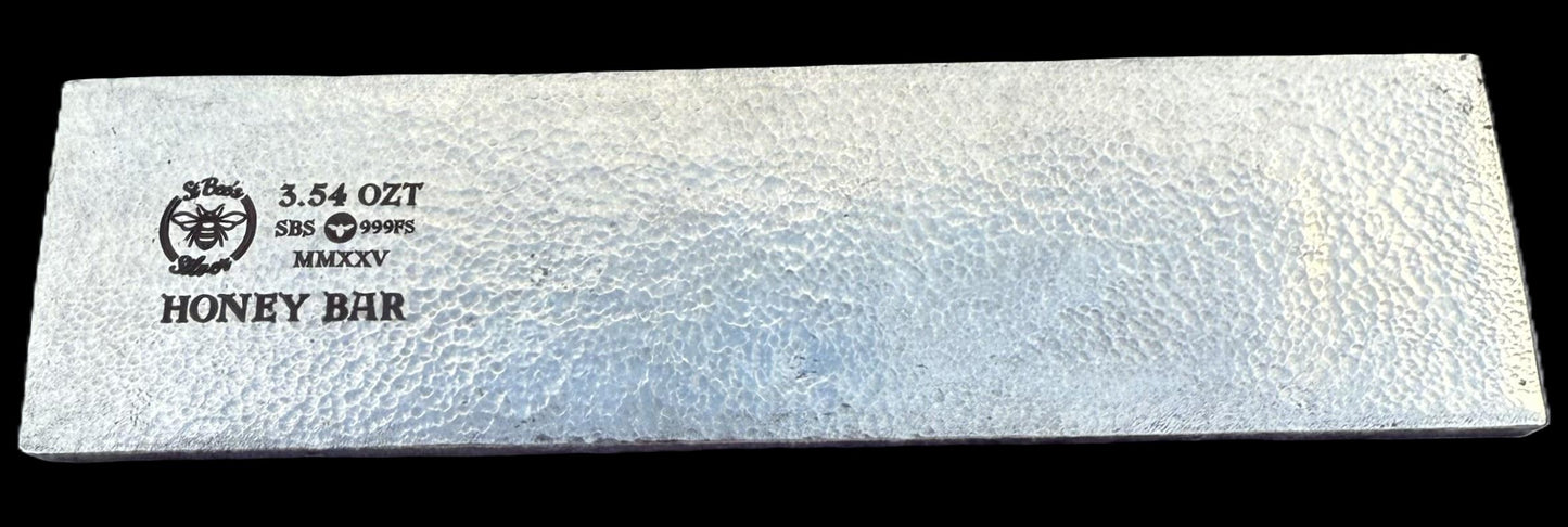'Lavender Honey Bar' 3.54 oz .999 Fine Silver Bar, Hand Crafted by St Bee's in England, Lavender Purple Colorized Finish, Includes Wood Treasure Chest, COA, Mint Condition, Limited Edition