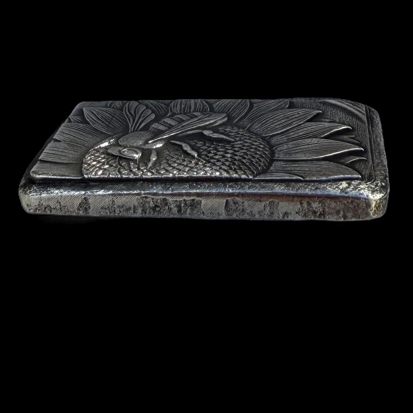 'Sunflower Bee Bar' 1.55 ozt .999 Fine Silver Bar, Hand Crafted by St Bee's in England, Satin Finish, Includes Wood Treasure Chest, COA, Mint Condition (Limited Edition)