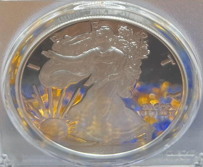 Proof 2018 (W) $1 American Silver Eagle PCGS PR70DCAM FDOI Gold Foil Label (1 of 2,018)