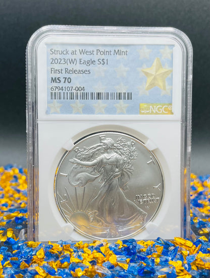 2023 (W) $1 American Silver Eagle NGC MS70 FR West Point Gold Star Label (Rare 1 of 1,510)