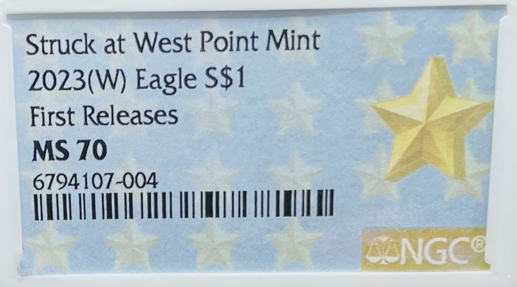 2023 (W) $1 American Silver Eagle NGC MS70 FR West Point Gold Star Label (Rare 1 of 1,510)