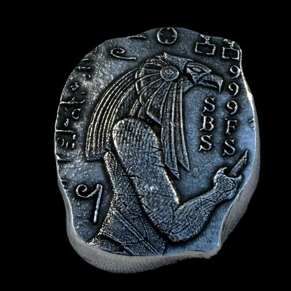 'Egyptian series Osiris' 1 oz .999 Pure Silver Nugget Hand Crafted by St Bee's in England, Satin Finish, Includes Wooden Box & COA, Mint Condition Limited Edition