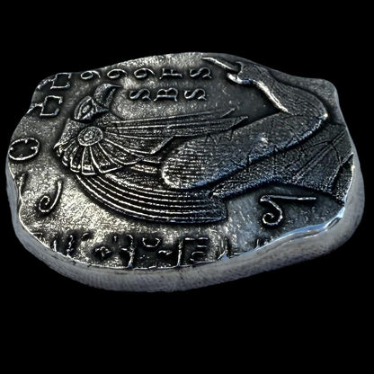 'Egyptian series Osiris' 1 oz .999 Pure Silver Nugget Hand Crafted by St Bee's in England, Satin Finish, Includes Wooden Box & COA, Mint Condition Limited Edition