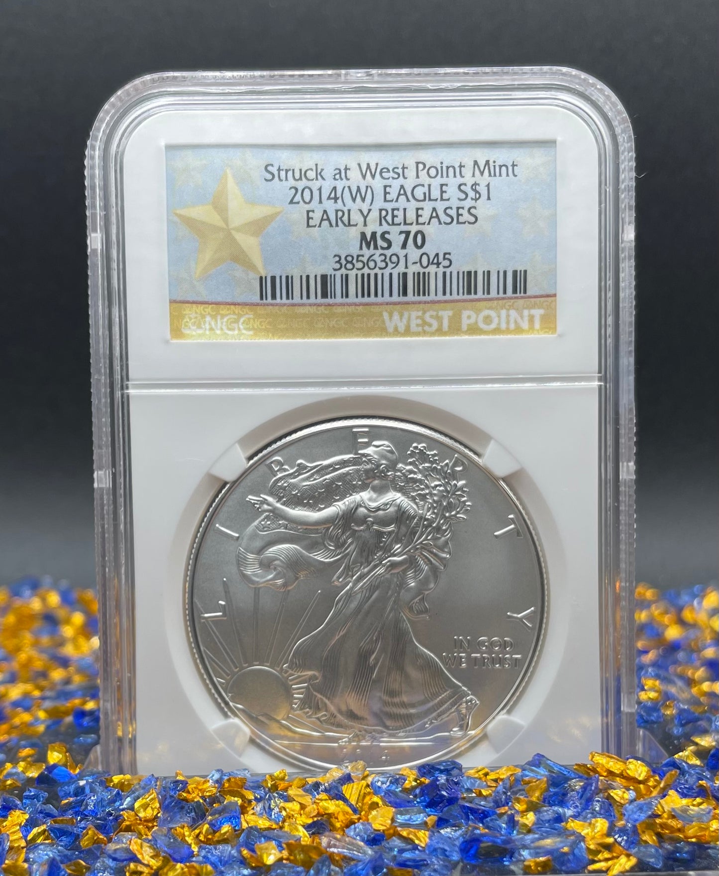 2014 (W) $1 American Silver Eagle NGC MS70 West Point Gold Star Label Mint Condition (Rare 1 of 18,292)