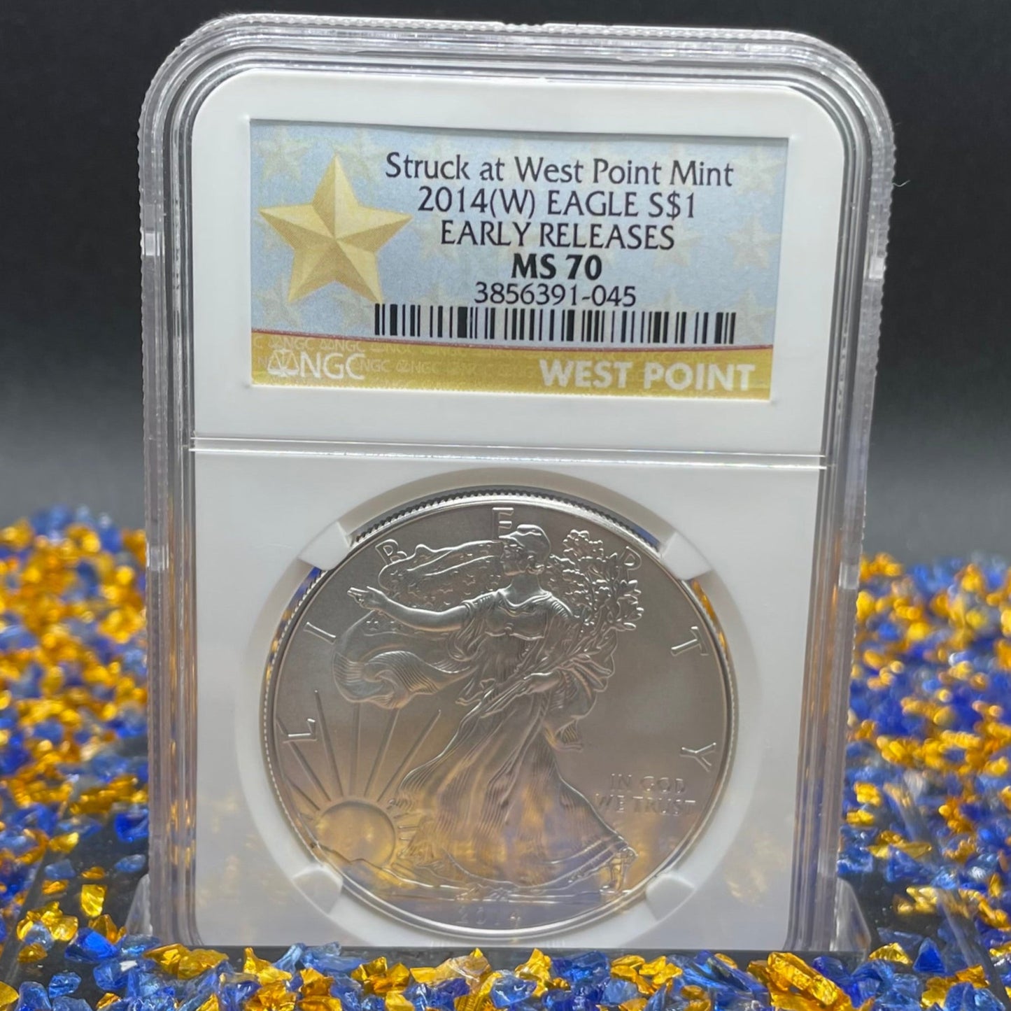 2014 (W) $1 American Silver Eagle NGC MS70 West Point Gold Star Label Mint Condition (Rare 1 of 18,292)