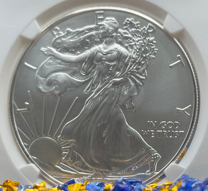 2014 (W) $1 American Silver Eagle NGC MS70 West Point Gold Star Label Mint Condition (Rare 1 of 18,292)