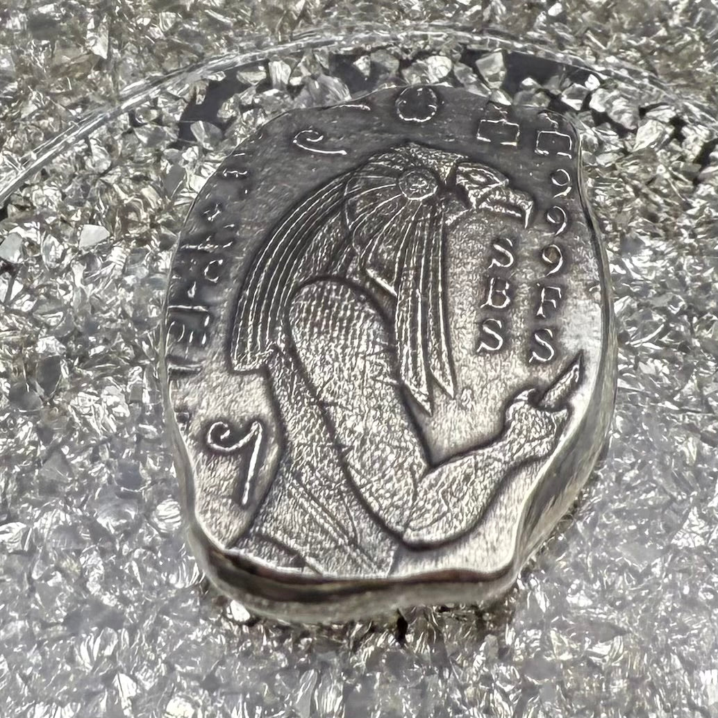 'Egyptian series Osiris' 1 oz .999 Pure Silver Nugget Hand Crafted by St Bee's in England, Satin Finish, Includes Wooden Box & COA, Mint Condition Limited Edition