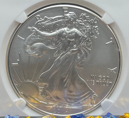 2014 (W) $1 American Silver Eagle NGC MS70 West Point Gold Star Label (Rare 1 of 18,292)