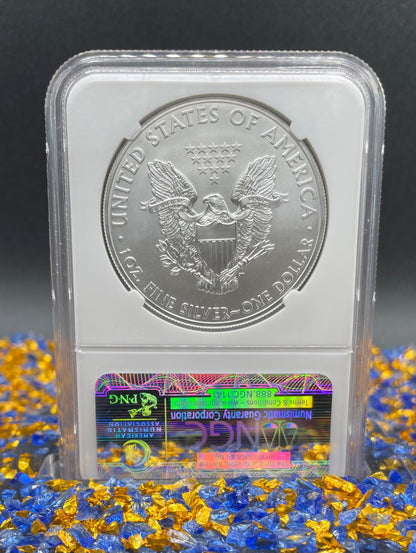 2014 (W) $1 American Silver Eagle NGC MS70 West Point Gold Star Label (Rare 1 of 18,292)