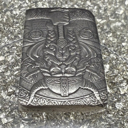 'Viking Bar' 1.5 oz .999 Fine Silver Bar, Hand Crafted by St Bee's in England, Antique Finish, Includes Wood Treasure Chest, COA, Mint Condition