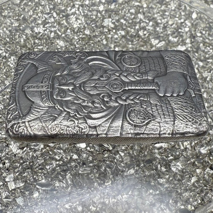 'Viking Bar' 1.5 oz .999 Fine Silver Bar, Hand Crafted by St Bee's in England, Antique Finish, Includes Wood Treasure Chest, COA, Mint Condition