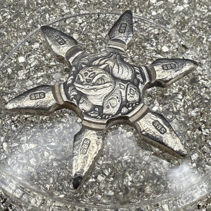 Pokémon 'Bulbasaur Star' 1.09 oz .999 Fine Silver Star Hand Crafted by St Bee's in England, Shiny Finish, Includes Poké Ball & COA, Mint Condition, Limited Edition