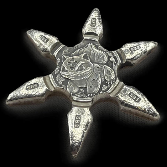Pokémon 'Bulbasaur Star' 1.09 oz .999 Fine Silver Star Hand Crafted by St Bee's in England, Shiny Finish, Includes Poké Ball & COA, Mint Condition, Limited Edition