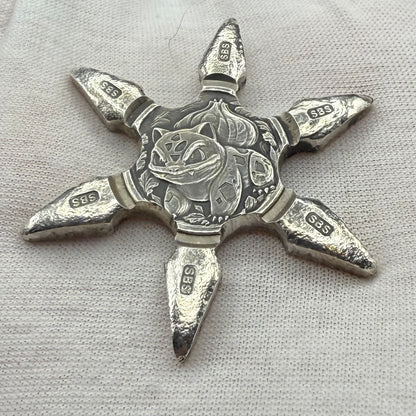 Pokémon 'Bulbasaur Star' 1.09 oz .999 Fine Silver Star Hand Crafted by St Bee's in England, Shiny Finish, Includes Poké Ball & COA, Mint Condition, Limited Edition