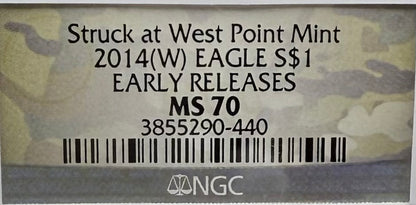 2014 W $1 American Silver Eagle NGC MS70 Early Releases Camouflage Label
