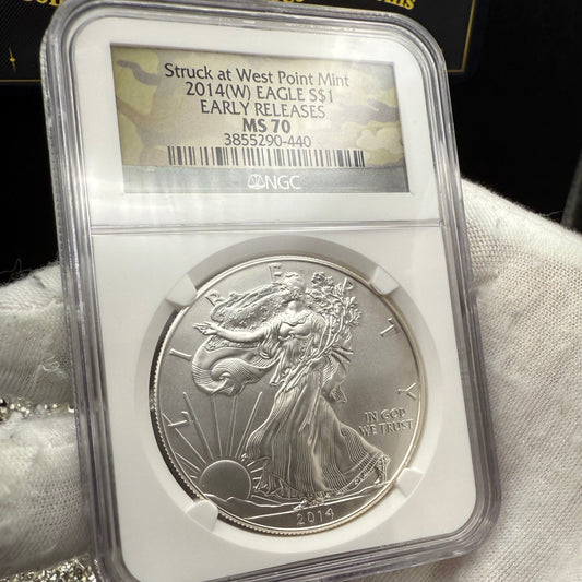 2014 W $1 American Silver Eagle NGC MS70 Early Releases Camouflage Label